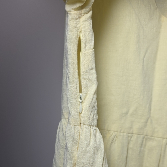 Fancyinn Light Yellow V-Neck Dress With Pockets - Picture 6 of 6